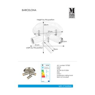 Zidna lampa u srebrnoj boji Markslöjd Barcelona Tres