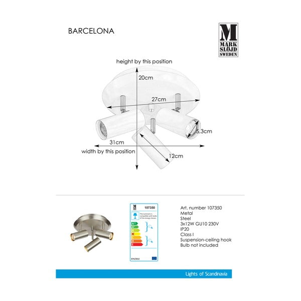 Zidna lampa u srebrnoj boji Markslöjd Barcelona Tres-image-1