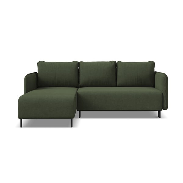 Zelena sklopiva/s prostorom za odlaganje kutna garnitura (s lijevim kutom) Luana – Makamii