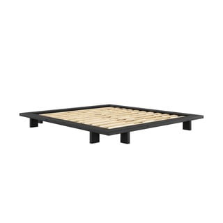 Crni bračni krevet od borovine s letvicom 180x200 cm Japan - Karup Design