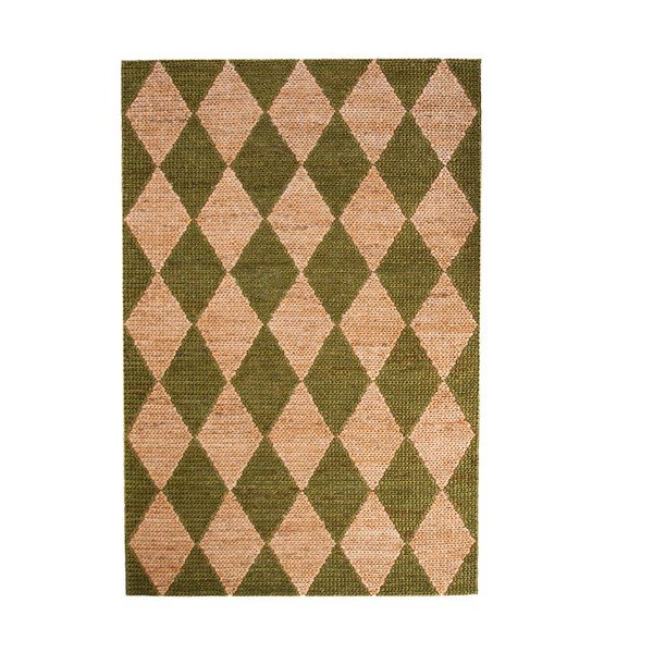 Zeleni/u prirodnoj boji ručno rađen tepih od mješavine jute 160x230 cm Effie Diamond – Flair Rugs