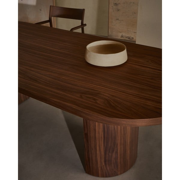 Okrugao blagovaonski stol s pločom stola u dekoru oraha 100x240 cm Nealy – Kave Home-image-2