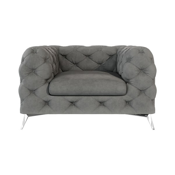 Siva baršunasti fotelja Chelsea – Ropez-image-1