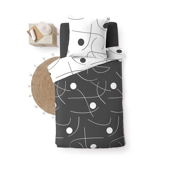 Bijela/tamno siva posteljina za krevet za jednu osobu od mikrovlakana 140x200 cm Sonate – douceur d'intérieur