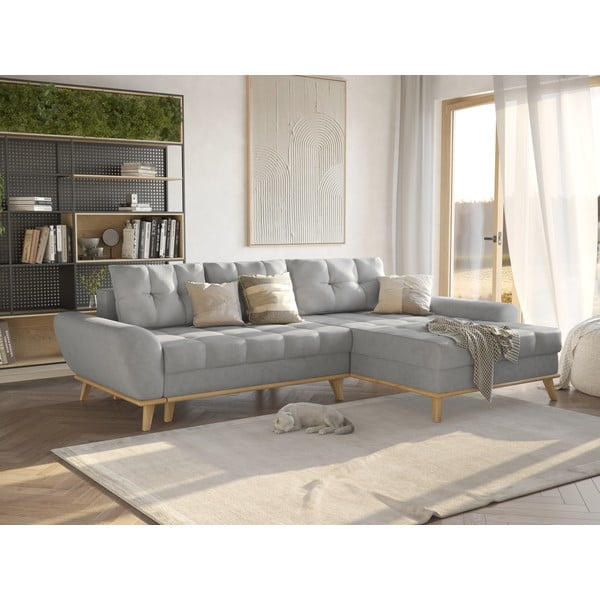 Svijetlo siva sklopiva kutna garnitura (s desnim kutom) Balitco – Ropez-image-1