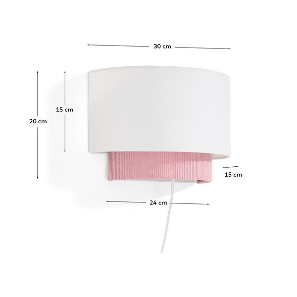 Bijela/svijetlo ružičasta dječja svjetiljka s tekstilnim sjenilom Bianella – Kave Home-image-4