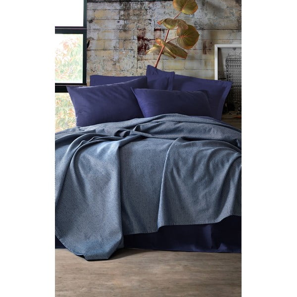 Set prekrivača, plahti i jastučnice EnLora Home Deportes Dark Blue, 160 x 235 cm