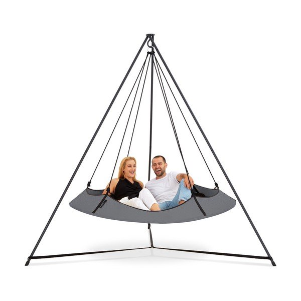 Siva vrtna ljuljačka sa postoljem - Hangout Pod-image-2