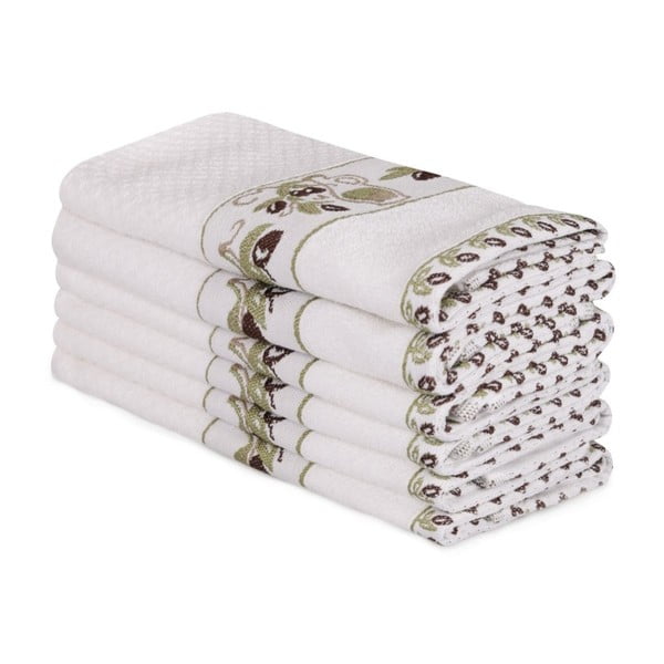 Set od 6 bijelih pamučnih ručnika Beyaz Lento, 30 x 50 cm