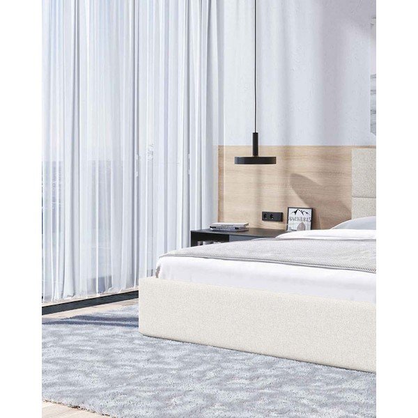 Bež tapecirani bračni krevet s prostorom za pohranu s podnicom 140x200 cm Bufo – MESONICA-image-4