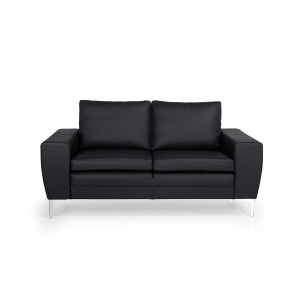 Crna kožna sofa Scandic Twigo, 166 cm