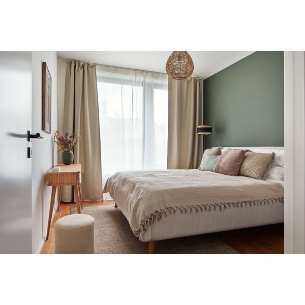 Svijetlo sivi tapecirani bračni krevet s prostorom za odlaganje s podnicom 180x200 cm Lotte – Meise Möbel-image-1