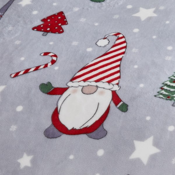 Siva posteljina za bračni krevet/za produženi krevet od mikropliša 230x220 cm Festive Gnomes – Catherine Lansfield-image-3