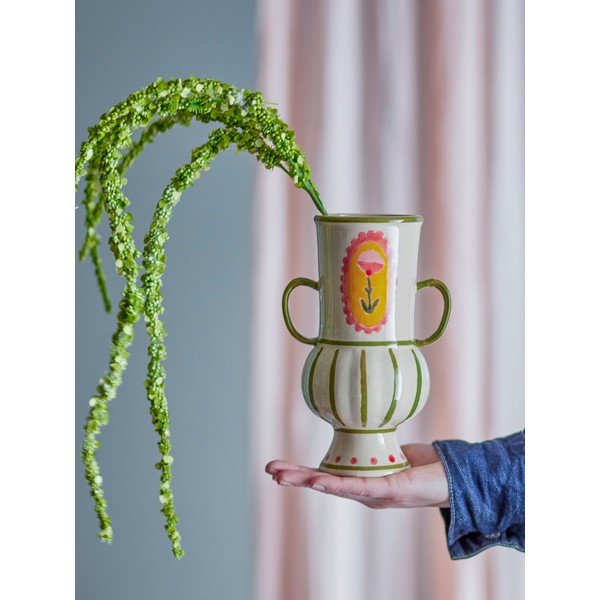 Bež ručno oslikana vaza od kamenine (visina 21 cm) Odina – Bloomingville-image-1