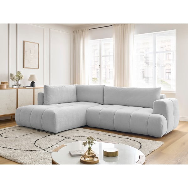 Svijetlo siva sklopiva/s prostorom za odlaganje kutna garnitura (s lijevim kutom/u obliku slova L) Fuji – Bobochic Paris-image-1