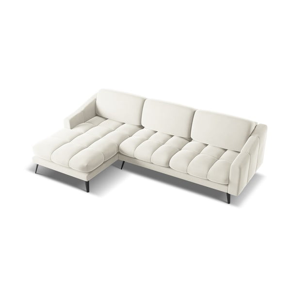 Krem baršunasti kutna garnitura (s lijevim kutom) Nalu – Makamii-image-3