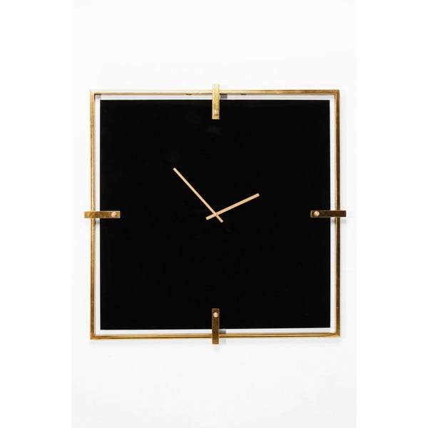 Crni zidni sat s okvirom u zlatnoj boji Kare Design Black Mamba