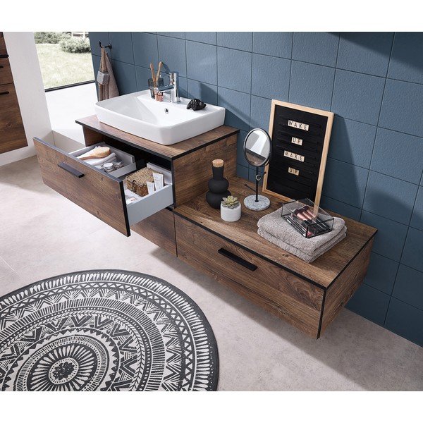 Smeđi viseći kupaonski ormarić u dekoru hrasta 71x27,5 cm Set 374 - Pelipal-image-4