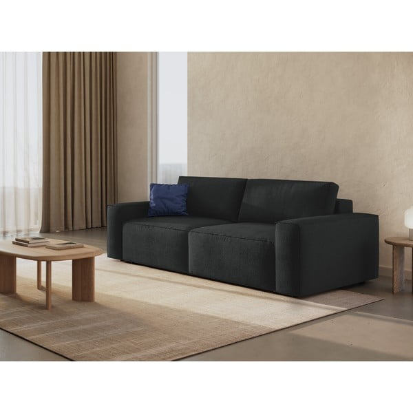 Crna sklopiva sofa od bouclé tkanine 247 cm Jodie – Micadoni Home-image-1