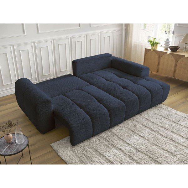 Plava sklopiva/s prostorom za odlaganje kutna garnitura od bouclé tkanine (s desnim kutom/s ležaljkom) Roxelane – Bobochic Paris-image-3