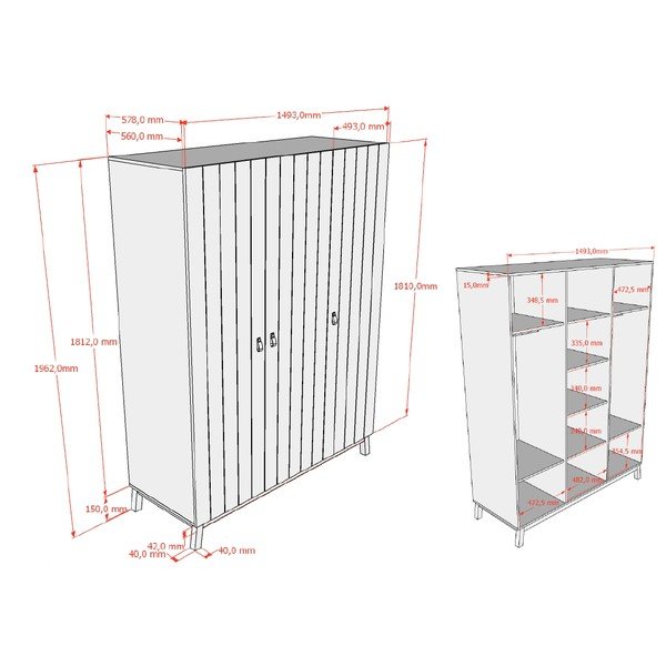 Bež dječja garderoba 149x196x58 cm Sezane – Vipack-image-3