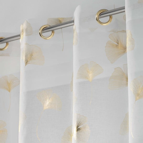 Bijela/u zlatnoj boji prozirna zavjesa 140x240 cm Ginkgold – douceur d'intérieur-image-1