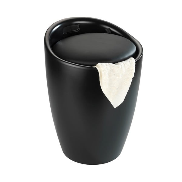 Crna kupaonska stolica s izmjenjivom košarom za rublje Wenko Candy-image-1