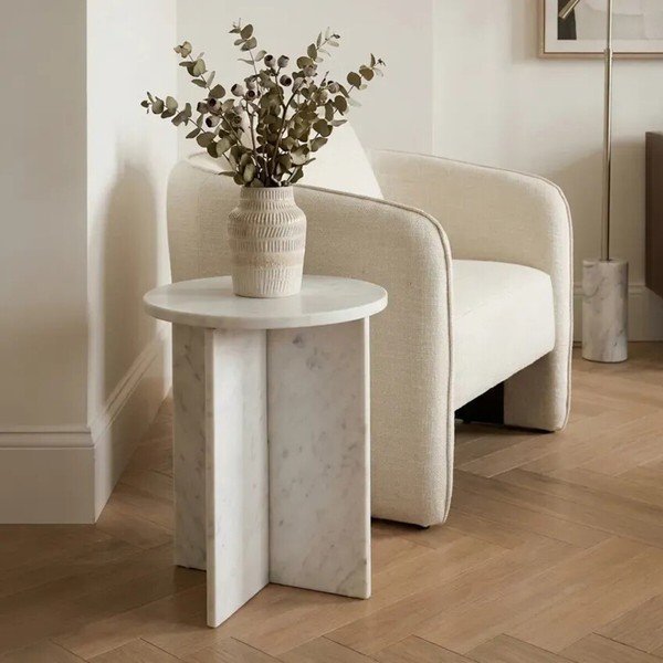 Mramorni okrugao pomoćni stol ø 40 cm Savio – Premier Housewares-image-1
