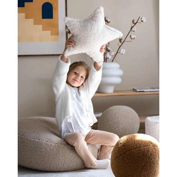 Krem dječji jastuk za sjedenje od bouclé tkanine Star – Wigiwama-image-1