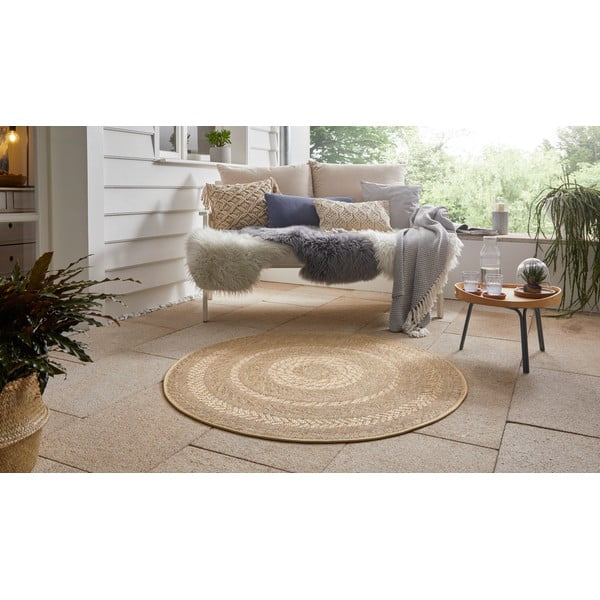 Bež vanjski tepih Bougar Almendo, Ø 160 cm-image-1