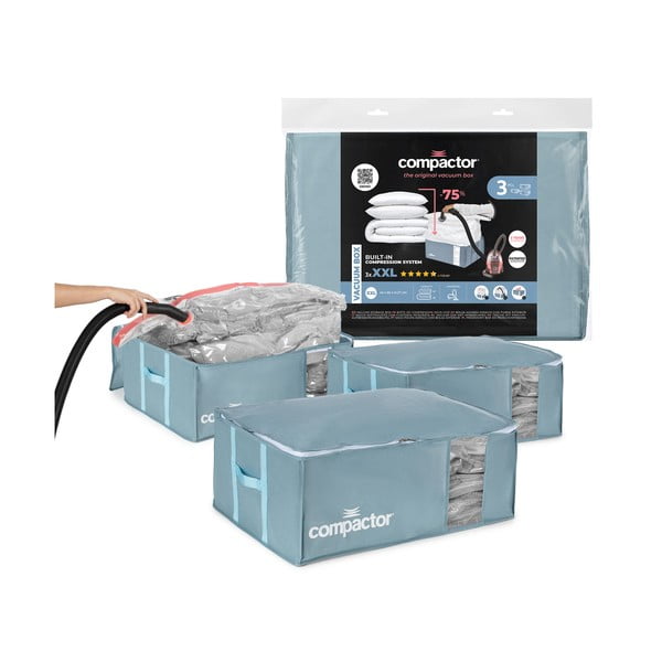 Vakuumske plastične kutije za pohranu odjeće u setu 3 kom 65x45x27 cm Blue Edition – Compactor