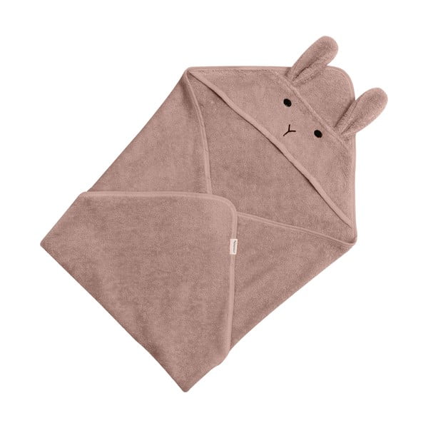 Ružičasti/smeđi pamučan dječji ručnik s kapuljačom 75x75 cm Rabbit – Kindsgut-image-3