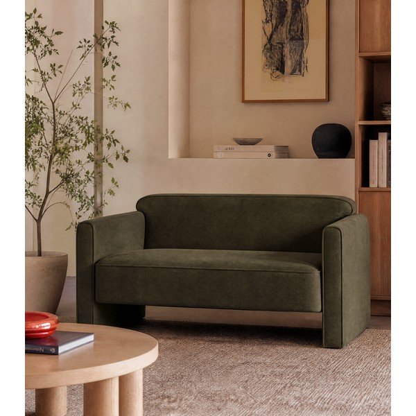 Zelena baršunasti sofa 140 cm Abby – Micadoni -image-1