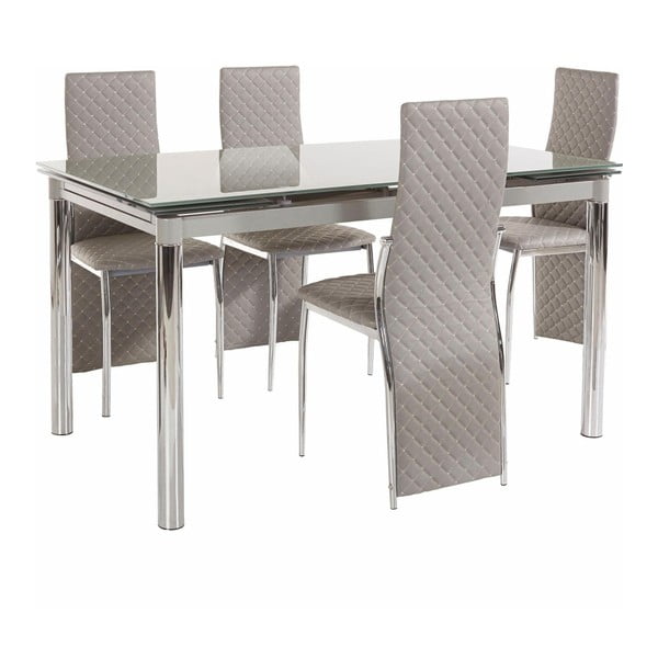 Set blagovaonskog stola i 4 sive blagovaonske stolice Støraa Pippa William Grey
