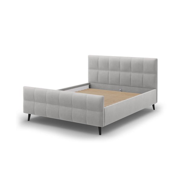 Svijetlo sivi tapecirani bračni krevet s podnicom 140x200 cm Gigi - Micadoni Home