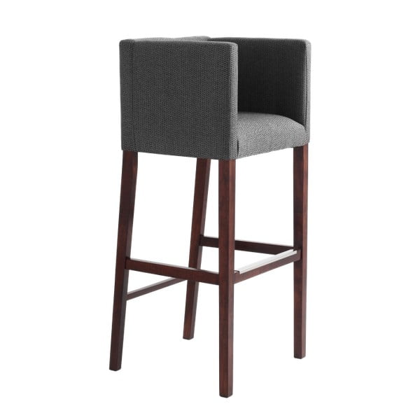 Siva barska stolica s naslonima za ruke i tamno smeđim nogama Custom Form Wilton