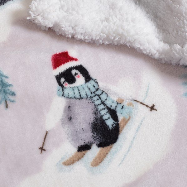 Bijela deka s božićnim motivom 170x130 cm Christmas Sherpa Penguins – Catherine Lansfield-image-2