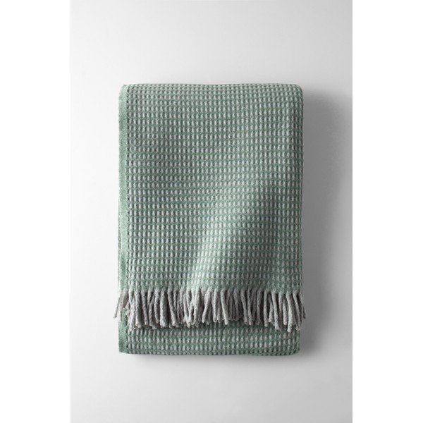 Zelena deka od mješavine pamuka 140x180 cm Uniwaffle – Euromant