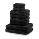 Set od 4 mala, 4 srednja i dva velika crna ručnika DecoKing Marina Black