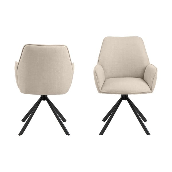 Bež podstavljene blagovaonske stolice u setu s naslonima za ruke 2 kom Glenda – Actona-image-2