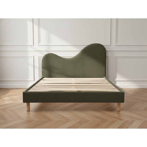 Zeleni podstavljeni tapecirani bračni krevet s podnicom 160x200 cm Celina – Bobochic Paris-image-3