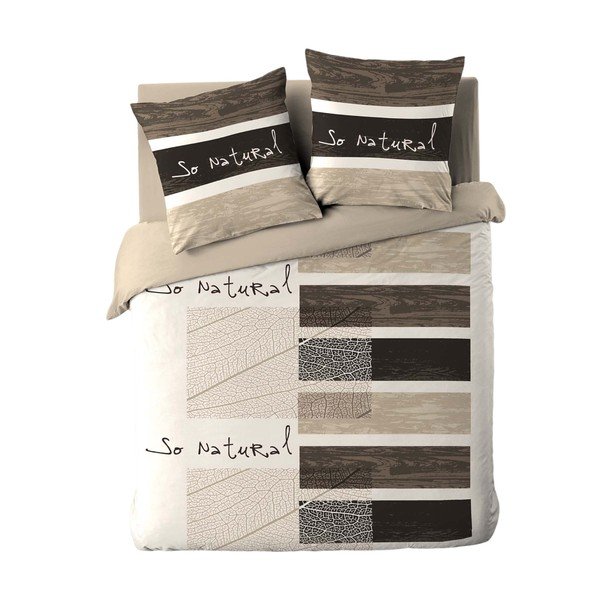 Smeđa 3-dijelna pamučna posteljina za bračni krevet/za produženi krevet 260x240 cm So Natural – douceur d'intérieur