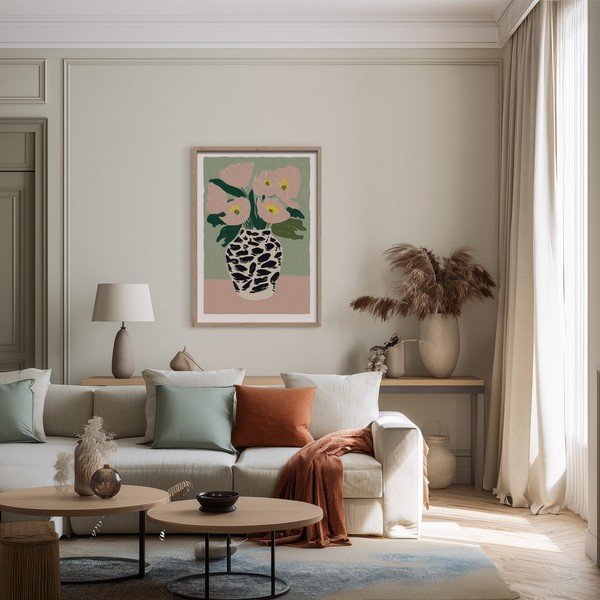 Tiskana slika s okvirom 50x70 cm Spotted Vase – Styler-image-1