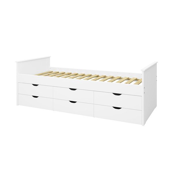 Bijeli dječji krevet s prostorom za pohranu 90x200 cm Alba - Tvilum-image-1