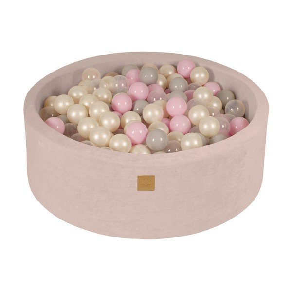 Krem baršunasti bazen s lopticama ø 90x30 cm Montessori – Meowbaby