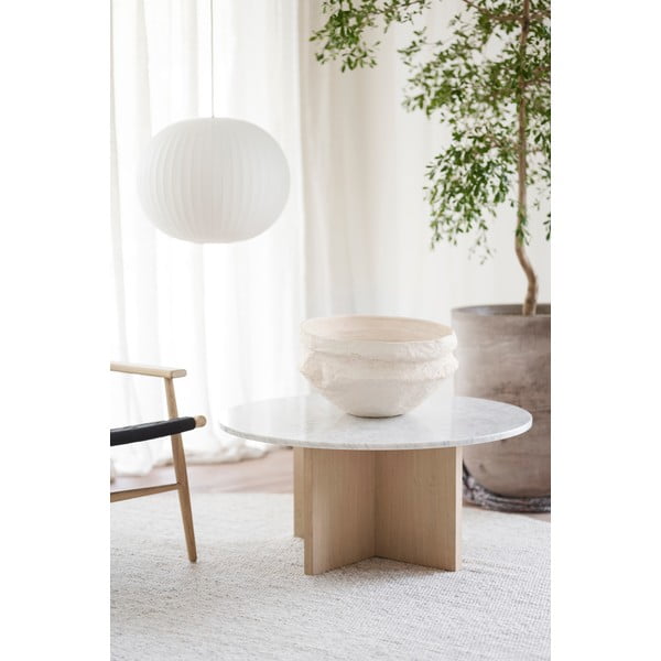 Bijeli mramorni okrugli stolić 90x90 cm Brooksville - Rowico-image-2