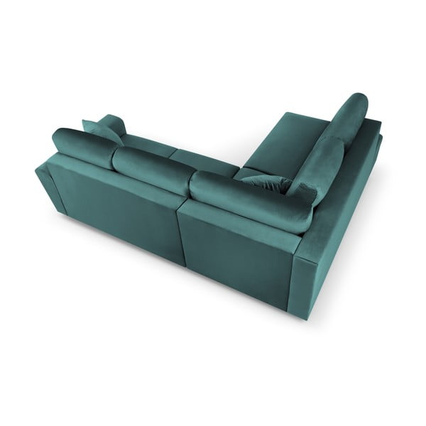 Petrolej zelena baršunasti sklopiva/s prostorom za odlaganje kutna garnitura (s lijevim kutom/u obliku slova L) Kyoto – Cosmopolitan Design-image-4