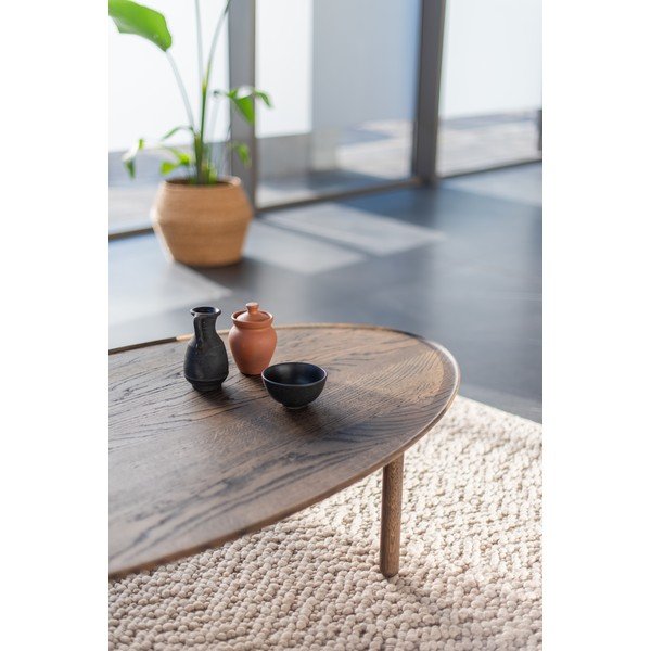 Smeđi stolić za kavu od punog hrasta 80x150 cm Mu – Gazzda-image-1