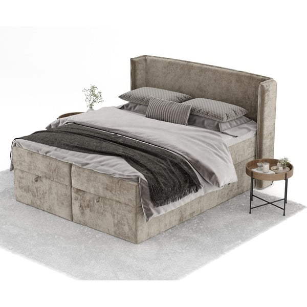 Bež boxspring krevet s prostorom za pohranu 160x200 cm Passion – Maison de Rêve-image-2