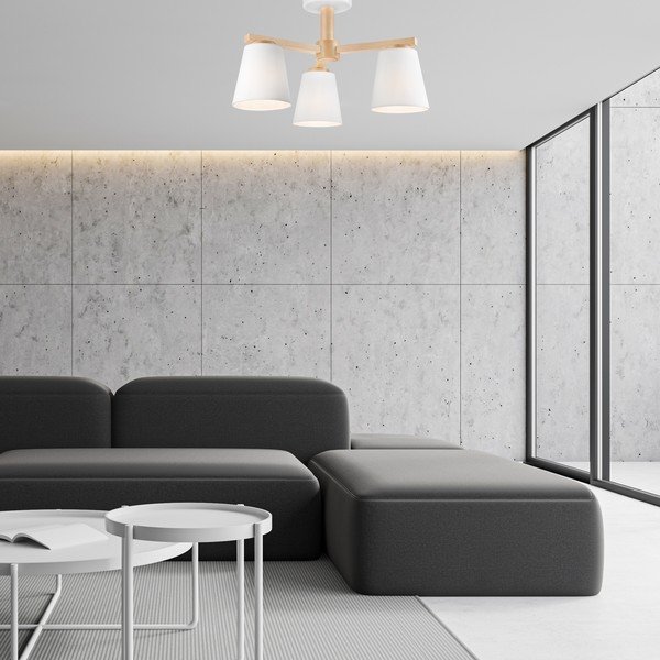 Bijela stropna svjetiljka s tekstilnim sjenilom ø 15 cm Ellie – LAMKUR-image-2